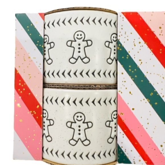 GINGERBREAD MAN Ceramic RAMEKINS Set of 4 White CHRISTMAS NEW NIB BAKESHOP‎ GIFT - Picture 5 of 8